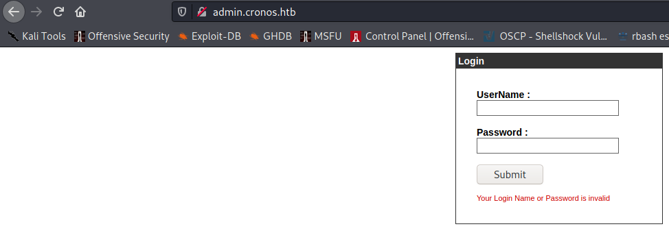 CronOS administrative login