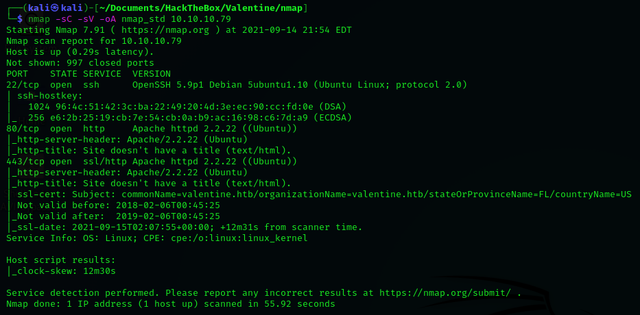 Initial Nmap enumeration